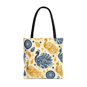 Peacock Style Tote with Cotton Webbing Straps - Dipaliz - 18’’ × / Black - Bags