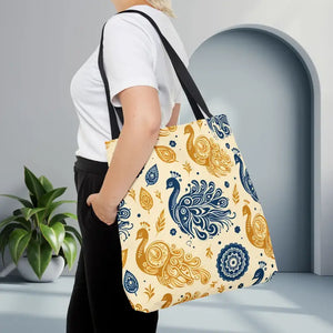 Peacock Style Tote with Cotton Webbing Straps - Dipaliz - Bags