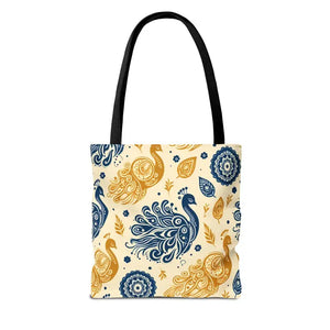 Peacock Style Tote with Cotton Webbing Straps - Dipaliz - Bags