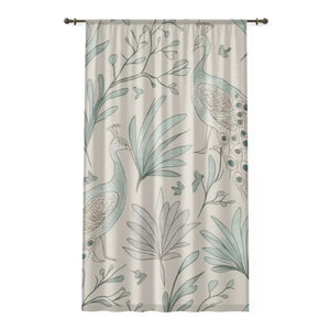 Peacock Window Curtains - Semi Transparent Fabric - Dipaliz