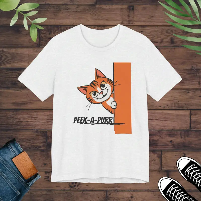 Peek a Purr Cat Jersey Short Sleeve Tee – your Fave Cozy Fit - Ash / s T-shirt