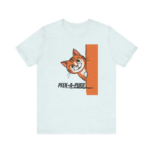 Cat Jersey Short Sleeve Tee Peek a Purr Comfort Style - Dipaliz - T-shirts