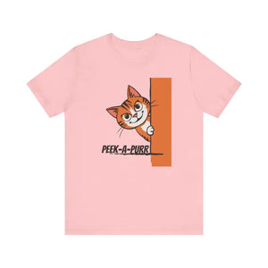 Cat Jersey Short Sleeve Tee Peek a Purr Comfort Style - Dipaliz - T-shirts