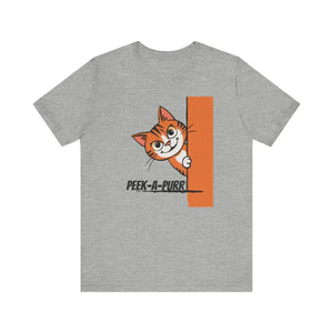 Cat Jersey Short Sleeve Tee Peek a Purr Comfort Style - Dipaliz - T-shirts