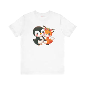 T-shirt - Unisex Jersey Short Sleeve Tee - Penguin Squirrel Friends - Dipaliz