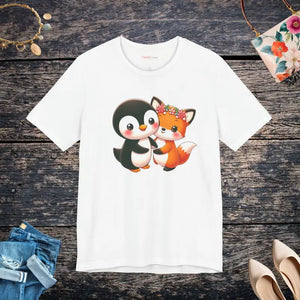 Unisex Jersey Short Sleeve Tee Penguin Squirrel Friends - Dipaliz - White / s - T-shirts