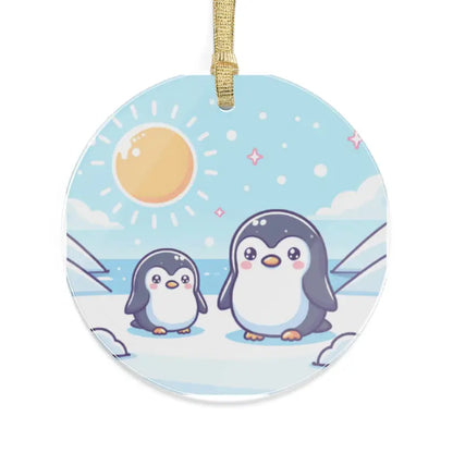 Penguins in Winter Land: Acrylic Ornament Styles Galore - 10 Pcs / Round / one Size Home Decor