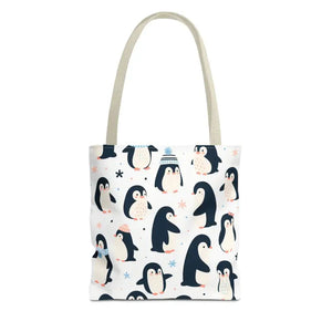 Chic Penguins Aop Tote Bag Bold Statement Style - Dipaliz - 13’’ × / Beige - Bags