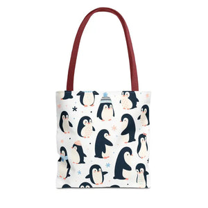 Chic Penguins Aop Tote Bag Bold Statement Style - Dipaliz - 13’’ × / Red - Bags