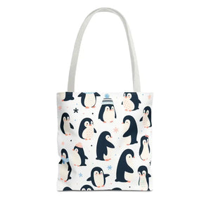 Chic Penguins Aop Tote Bag Bold Statement Style - Dipaliz - 13’’ × / White - Bags