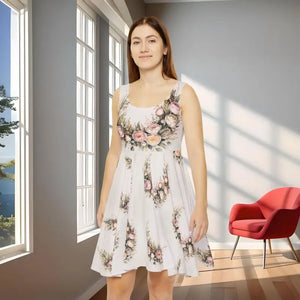 Peonies Floral Print Skater Dress for Spring Weddings - Dipaliz - Xs - Dresses