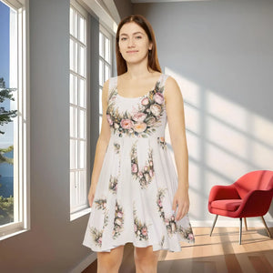 Peonies Floral Print Skater Dress Spring Weddings Dipaliz - Dresses - Xs