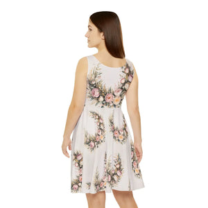 Peonies Floral Print Skater Dress Spring Weddings Dipaliz - Dresses - Xs