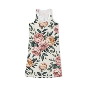 Peonies Floral Racerback High Cut Neckline Dress - Dipaliz - Dresses