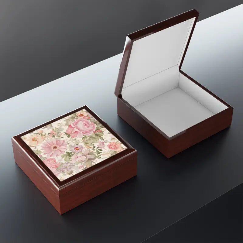 Peony Flower Jewelry Box: Dual Hinges & Luxe Style! - Red Mahogany / one Size Box