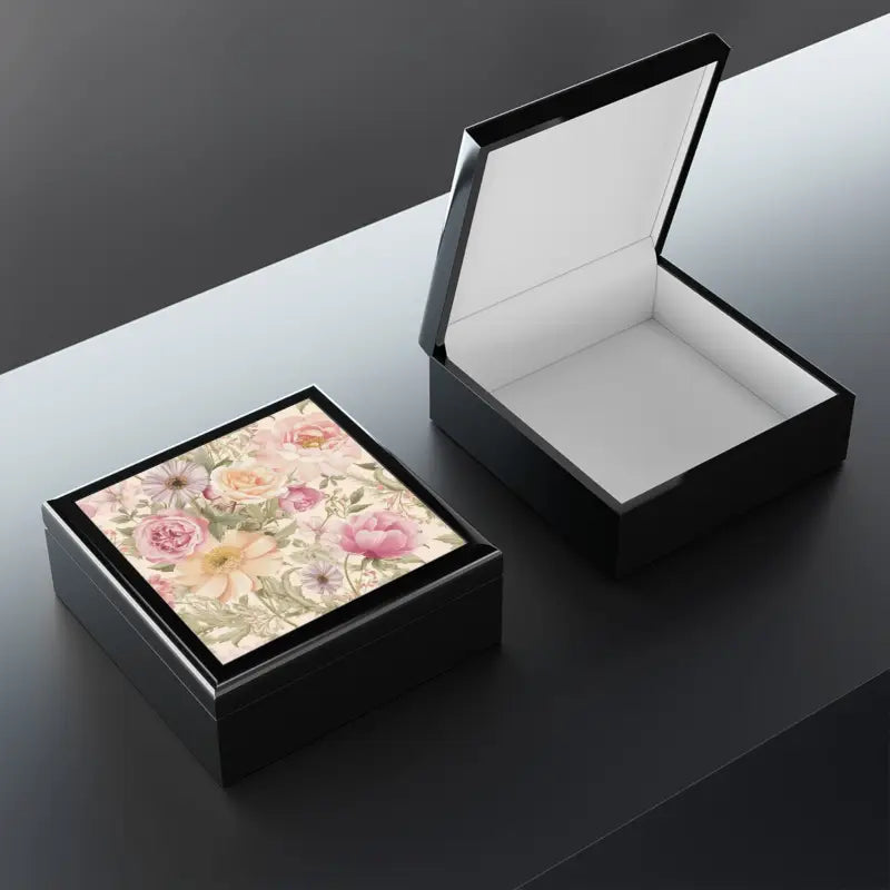 Peony Flower Jewelry Box: Elegant Floral Bliss Storage - Ebony Black / one Size Box