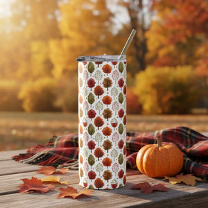 Personalized Autumn Fall Trees Tumbler 20oz | Custom Name Watercolor Forest Skinny Travel Cup Gift Stainless Steel
