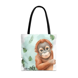 Bags - Personalized Baby Orangutan Tote Bag - Cute Jungle Gift - Dipaliz 18’’ × / Black