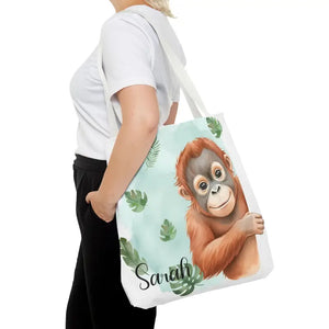 Bags - Personalized Baby Orangutan Tote Bag - Cute Jungle Gift - Dipaliz
