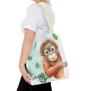 Bags - Personalized Baby Orangutan Tote Bag - Cute Jungle Gift - Dipaliz