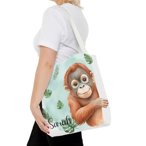 Bags - Personalized Baby Orangutan Tote Bag - Cute Jungle Gift - Dipaliz