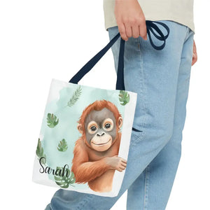 Bags - Personalized Baby Orangutan Tote Bag - Cute Jungle Gift - Dipaliz
