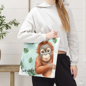 Bags - Personalized Baby Orangutan Tote Bag - Cute Jungle Gift - Dipaliz