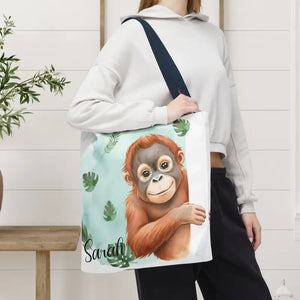 Bags - Personalized Baby Orangutan Tote Bag - Cute Jungle Gift - Dipaliz