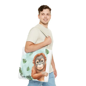 Bags - Personalized Baby Orangutan Tote Bag - Cute Jungle Gift - Dipaliz