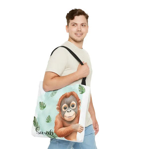 Bags - Personalized Baby Orangutan Tote Bag - Cute Jungle Gift - Dipaliz