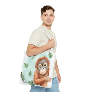 Bags - Personalized Baby Orangutan Tote Bag - Cute Jungle Gift - Dipaliz