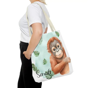 Bags - Personalized Baby Orangutan Tote Bag - Cute Jungle Gift - Dipaliz