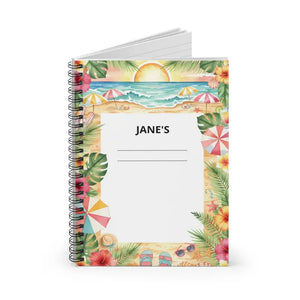Personalized Beach Spiral Notebook - Sunlit Summer Journal - Dipaliz - one Size - Paper Products