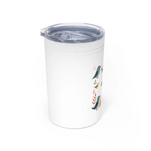 Personalized Bird Wreath 11oz Insulated Tumbler, Custom Name Travel Cup - Tumblers