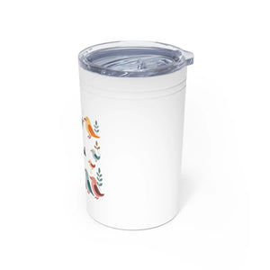 Personalized Bird Wreath 11oz Insulated Tumbler, Custom Name Travel Cup - Tumblers