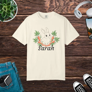 Personalized Bunny Carrot Tee - Garment-dyed Cotton - Dipaliz - T-shirts