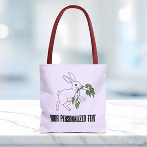 Personalized Bunny Tote Bag Custom Text Easter Spring - Dipaliz - 13’’ × / Red Gifts Online