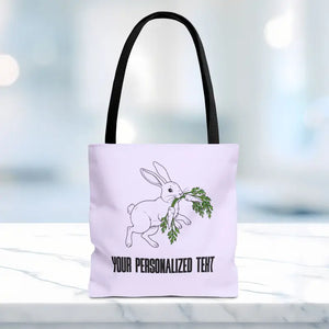 Personalized Bunny Tote Bag Custom Text Easter Spring - Dipaliz - 13’’ × / Black Gifts Online