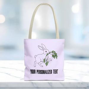 Personalized Bunny Tote Bag Custom Text Easter Spring - Dipaliz - 13’’ × / Beige Gifts Online