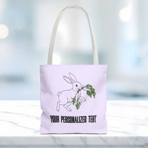Personalized Bunny Tote Bag Custom Text Easter Spring - Dipaliz - 13’’ × / White Gifts Online