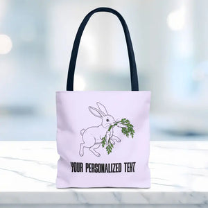 Personalized Bunny Tote Bag Custom Text Easter Spring - Dipaliz - 13’’ × / Navy Gifts Online