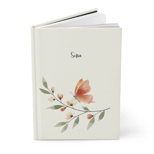 Personalized Butterfly Floral Hardcover Journal - Custom Name Notebook for Gifts & Daily Writing - Journals