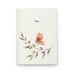 Personalized Butterfly Floral Hardcover Journal - Custom Name Notebook for Gifts & Daily Writing - Journals