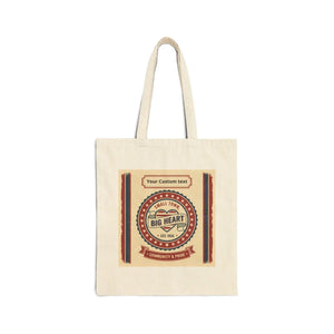 Personalized Canvas Tote Bag, Vintage ?Big Heart’ Custom Text Reusable Shopper - Bags