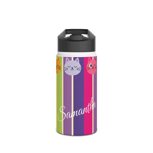 Personalized Cat Rainbow Stainless Steel Water Bottle - Bottles