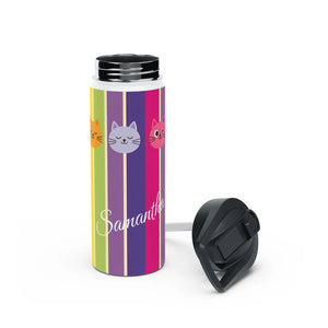 Personalized Cat Rainbow Stainless Steel Water Bottle - Bottles