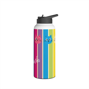 Personalized Cat Rainbow Stainless Steel Water Bottle - Bottles