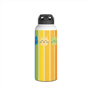 Personalized Cat Rainbow Stainless Steel Water Bottle - Bottles