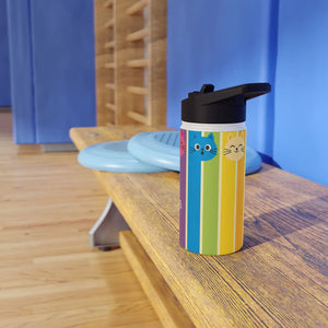Personalized Cat Rainbow Stainless Steel Water Bottle - Bottles
