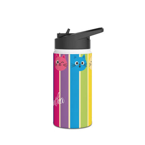 Personalized Cat Rainbow Stainless Steel Water Bottle - Bottles